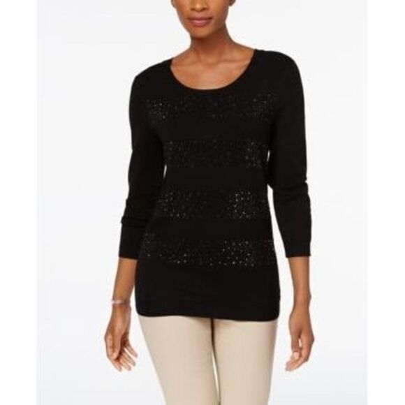 Charter Club Petite Jeweled Stripe Sweater - Picture 1 of 1
